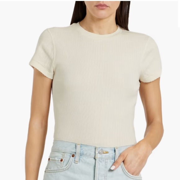 Re/Done Hanes Short Sleeve 90’s Ribbed Cotton Tee Made in USA - Picture 6 of 8